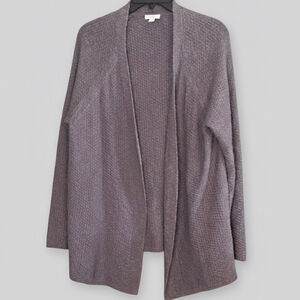 J. Jill Gray Open Front Cardigan Sweater Soft Knit Lightweight Layering M